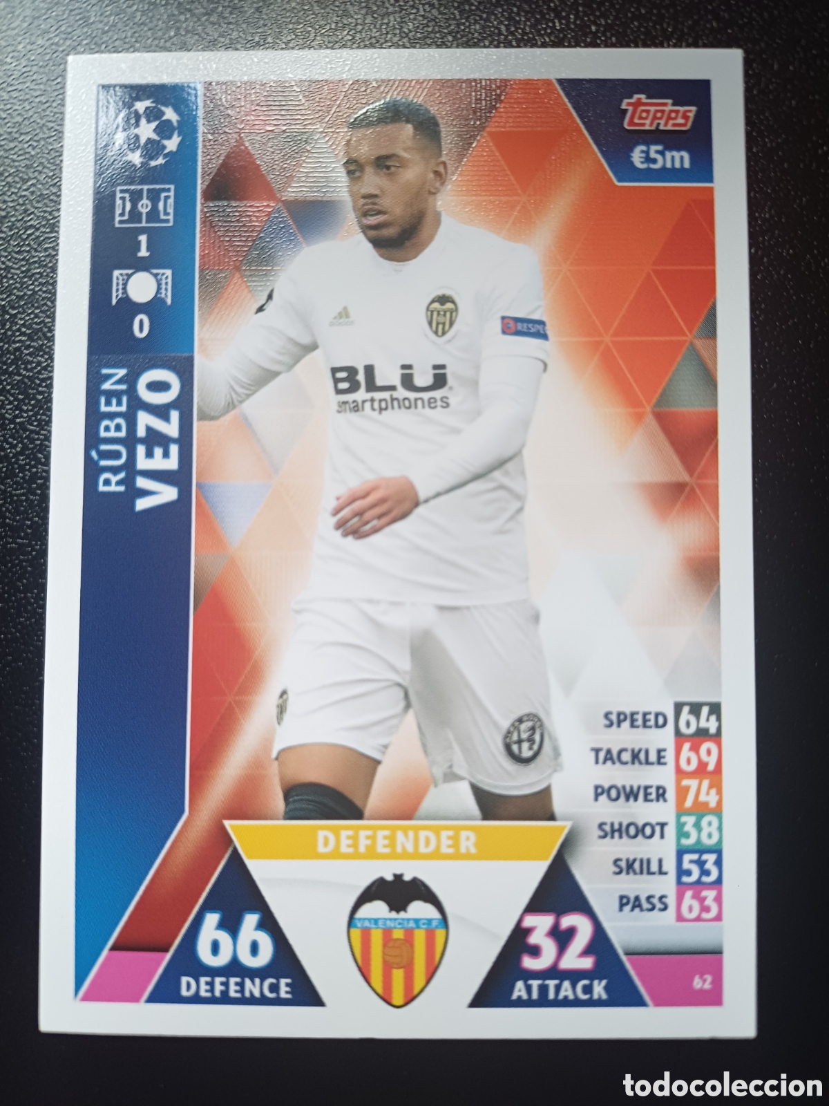 Sammelkarten: #062 RUBEN VEZO VALENCIA CF TOPPS MATCH ATTAX 2018/19