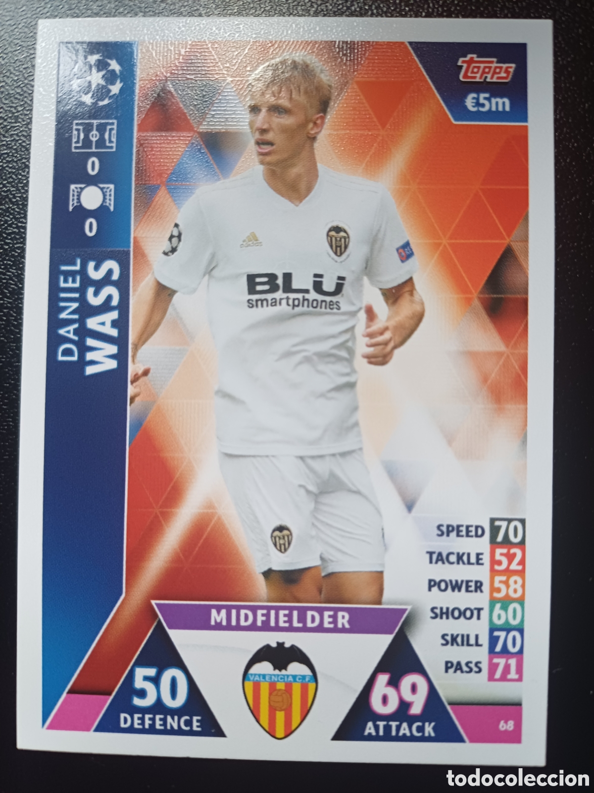 Trading Cards: #068 DANIEL WASS VALENCIA CF TOPPS MATCH ATTAX 2018/19