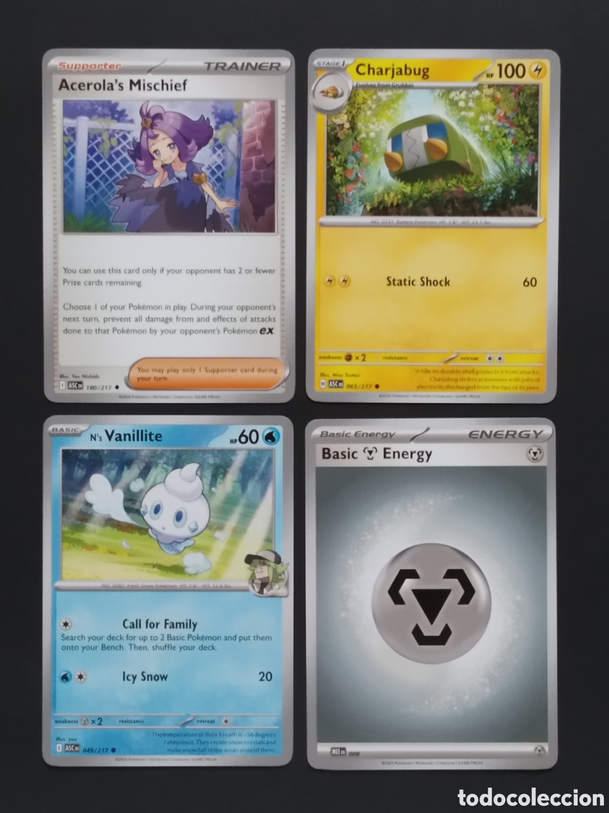 Trading Cards: LOTE CARTAS POKEMON TCG - N&ordm; 0001 - 4 CARTAS ORIGINALES DIFERENTES EN INGLES DE ASCENDED HEROES 2026