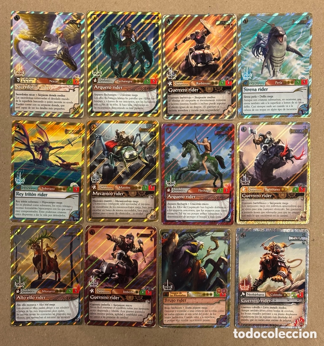 Trading Cards: FANTASY RIDERS. LOTE DE 12 CARTAS (ORO, PLATA Y BRONCE) PANINI 2018.