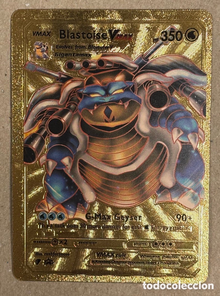 Trading Cards: BLASTOISE VMAX DORADA. CARTA POK&Eacute;MON FAN-ART.