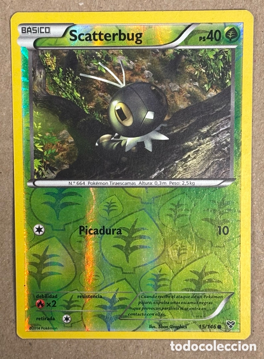Trading Cards: SCATTERBUG. CARTA POK&Eacute;MON REVERSE HOLO #015/146.
