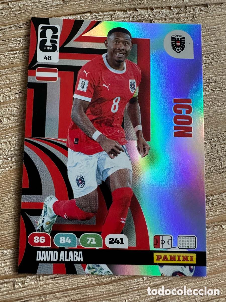 Trading Cards: DAVID ALABA AUSTRIA ICON 48 ADRENALYN XL PANINI MUNDIAL WORLD CUP 2026 USA CAN MEX