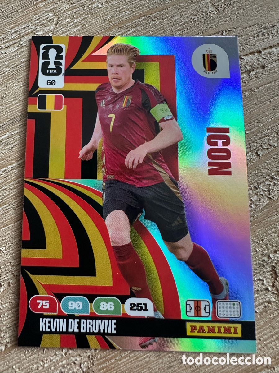 Cartas Colecion&aacute;veis: KEVIN DE BRUYNE BELGICA ICON 60 ADRENALYN XL PANINI MUNDIAL WORLD CUP 2026 USA CAN MEX