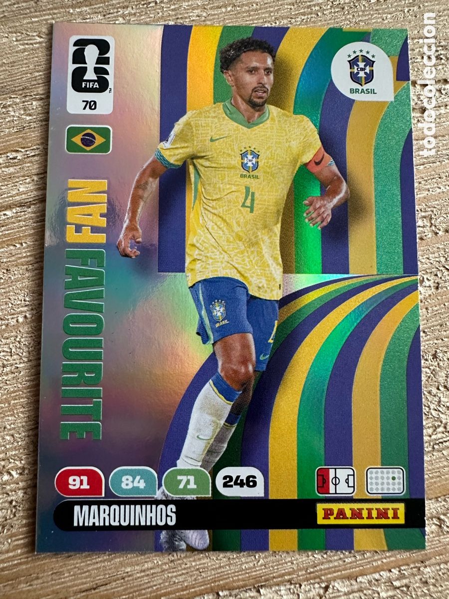 Cartas Colecion&aacute;veis: MARQUINHOS BRASIL FAN FAVOURITE 70 ADRENALYN XL PANINI MUNDIAL WORLD CUP 2026 USA CAN MEX