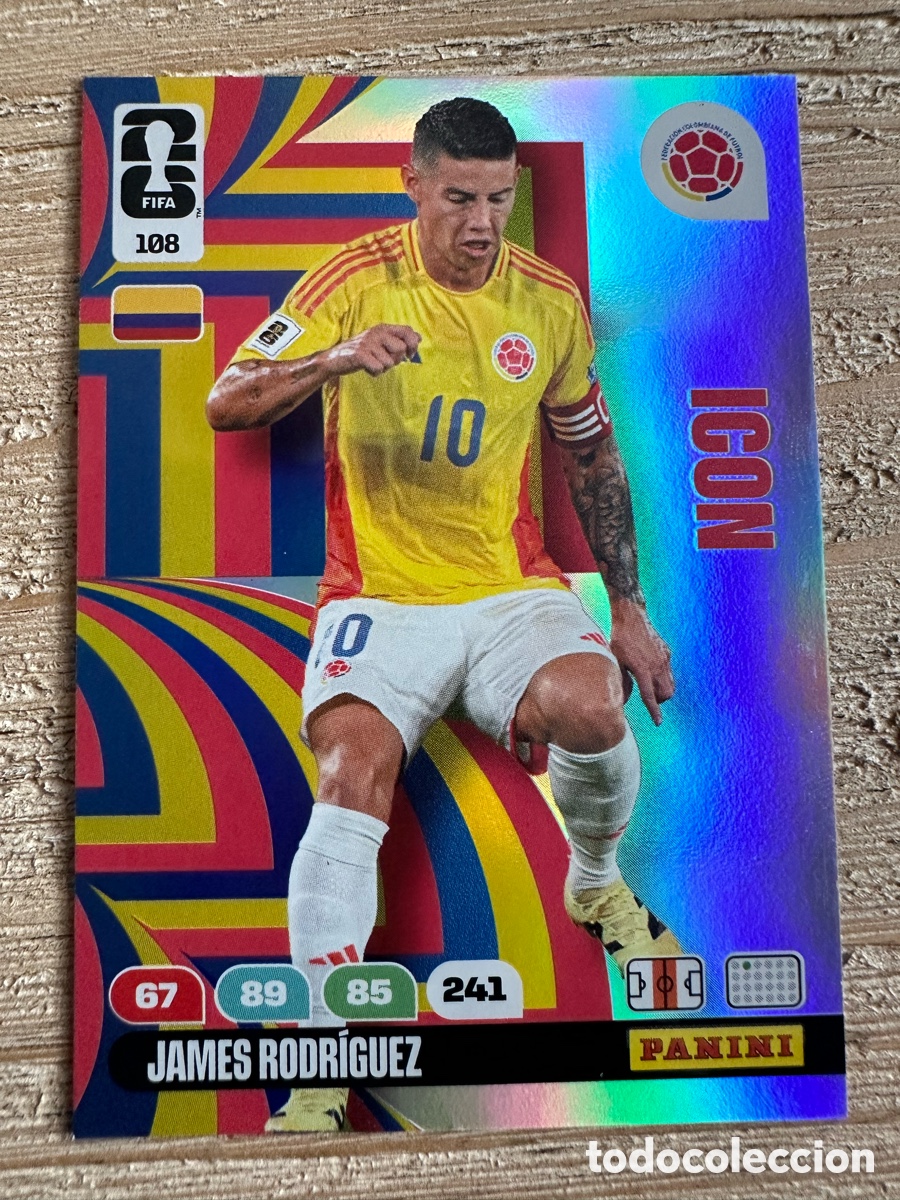 Trading Cards: JAMES RODRIGUEZ COLOMBIA ICON 108 ADRENALYN XL PANINI MUNDIAL WORLD CUP 2026 USA CAN MEX