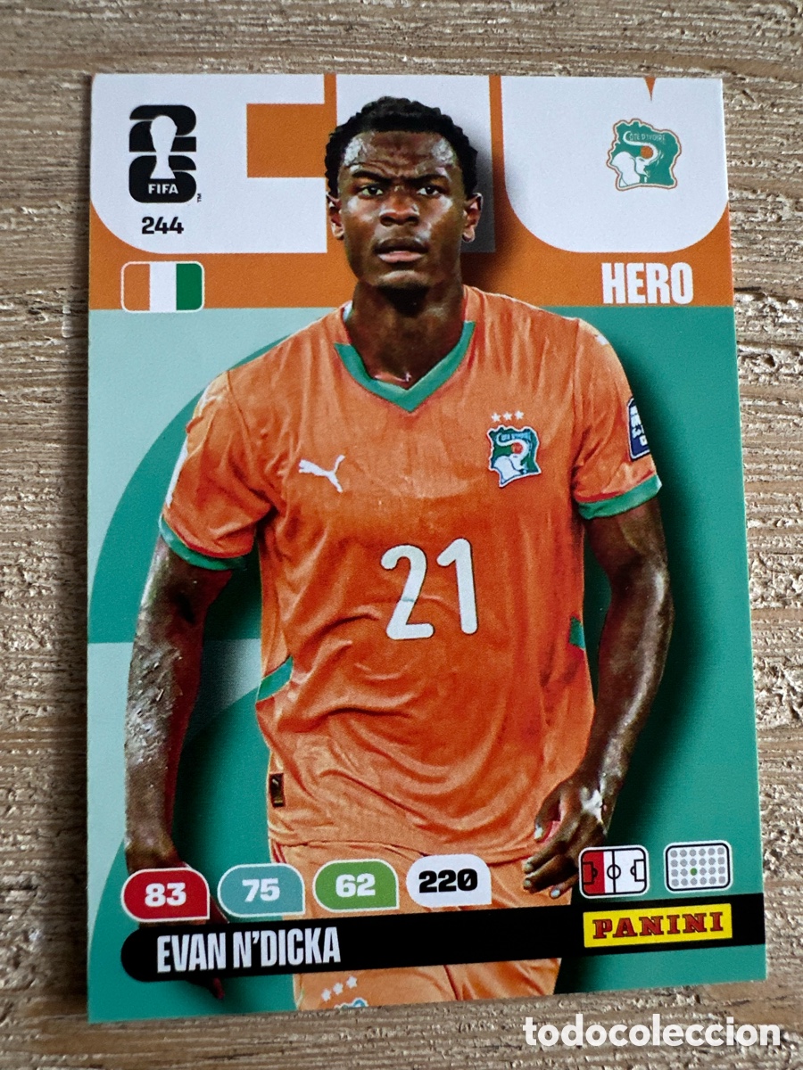 Cartas Colecion&aacute;veis: EVAN N'DICKA COSTA DE MARFIL 244 ADRENALYN XL PANINI MUNDIAL WORLD CUP 2026 USA CAN MEX