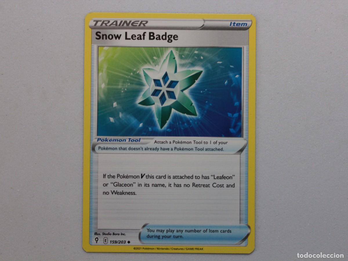 Trading Cards: Carta Pok&eacute;mon Medalla Hoja Nevada Snow Leaf Badge 159/203 Evolving Skies Trainer Item