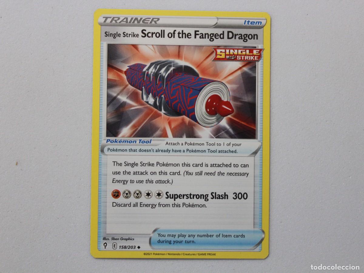 Trading Cards: Carta Pok&eacute;mon Single Strike Scroll of the Fanged Dragon Reverse Holo 158/203 Evolving Skies