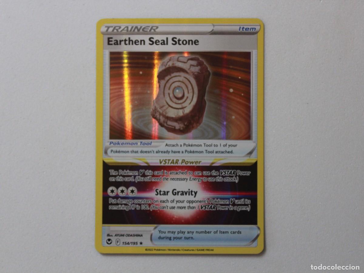 Trading Cards: Carta Pok&eacute;mon Earthen Seal Stone Holo Rare 154/195 Silver Tempest Trainer Item