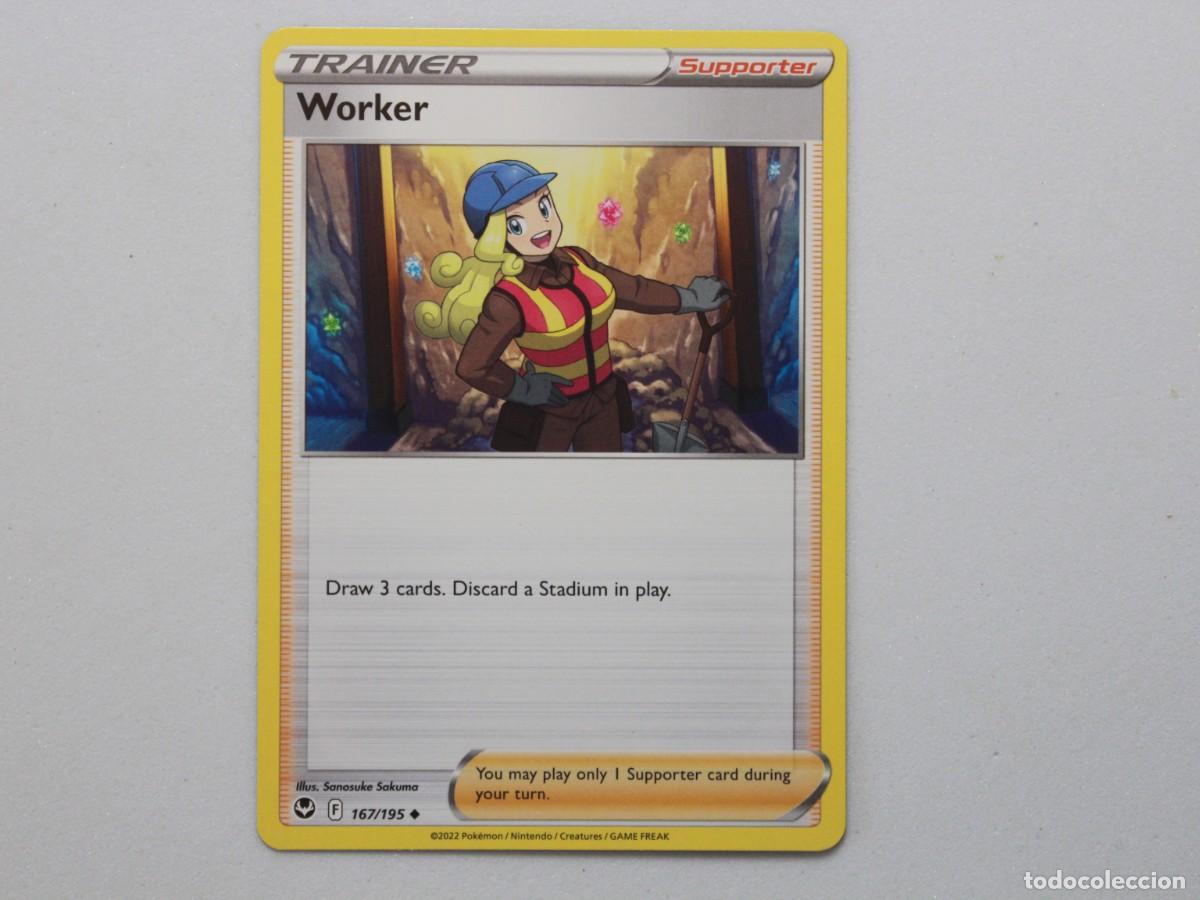 Trading Cards: Carta Pok&eacute;mon Worker Reverse Holo 167/195 Silver Tempest Trainer Supporter