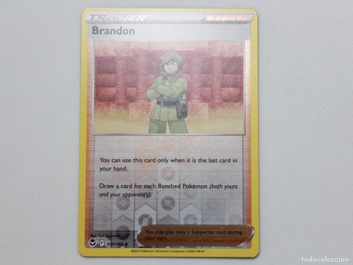 Cartas Colecion&aacute;veis: Carta Pok&eacute;mon Brandon Reverse Holo 151/195 Silver Tempest Trainer Supporter