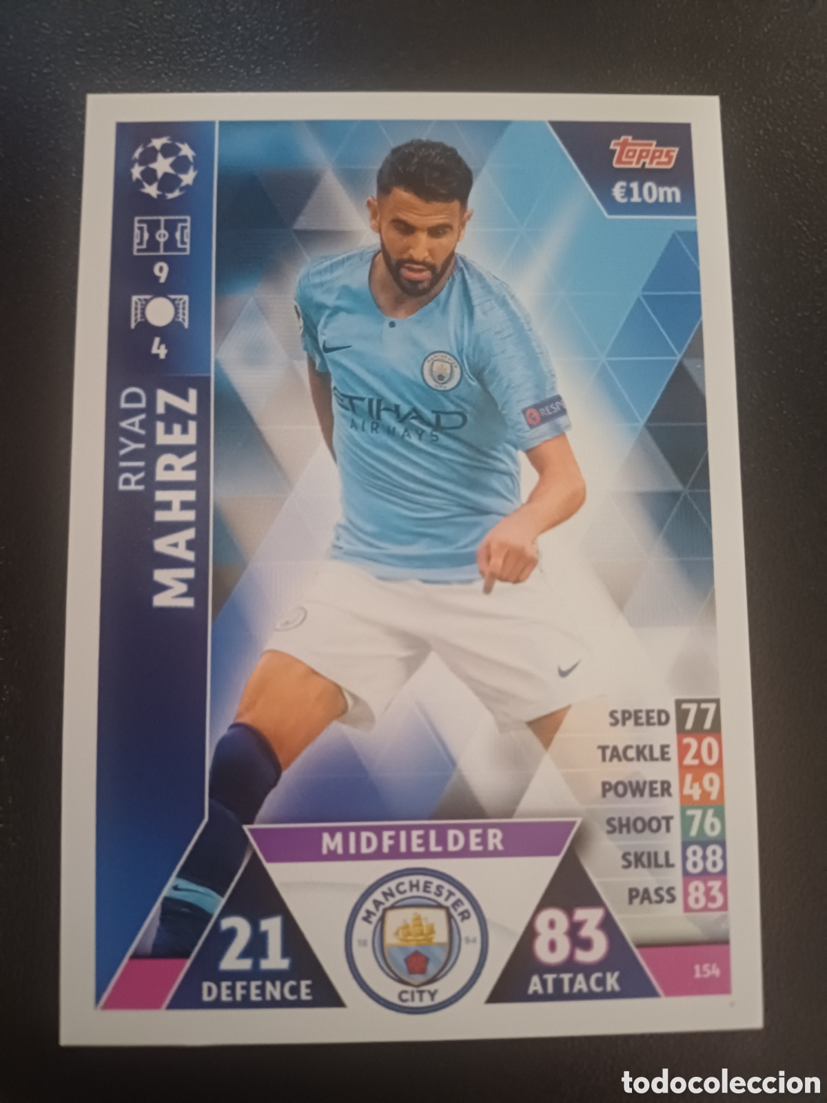 Trading Cards: #154 RIYAD MAHREZ MANCHESTER CITY TOPPS MATCH ATTAX 2018/19