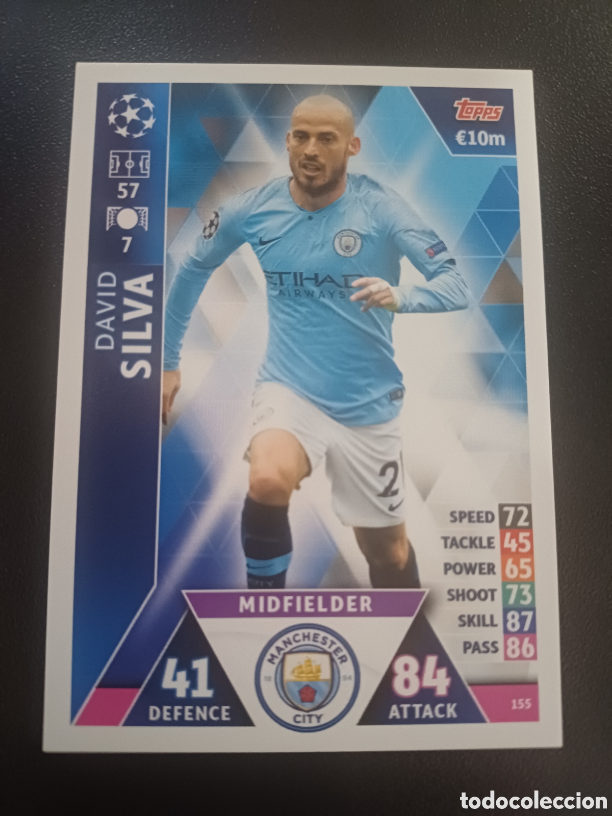 Trading Cards: #155 DAVID SILVA MANCHESTER CITY TOPPS MATCH ATTAX 2018/19