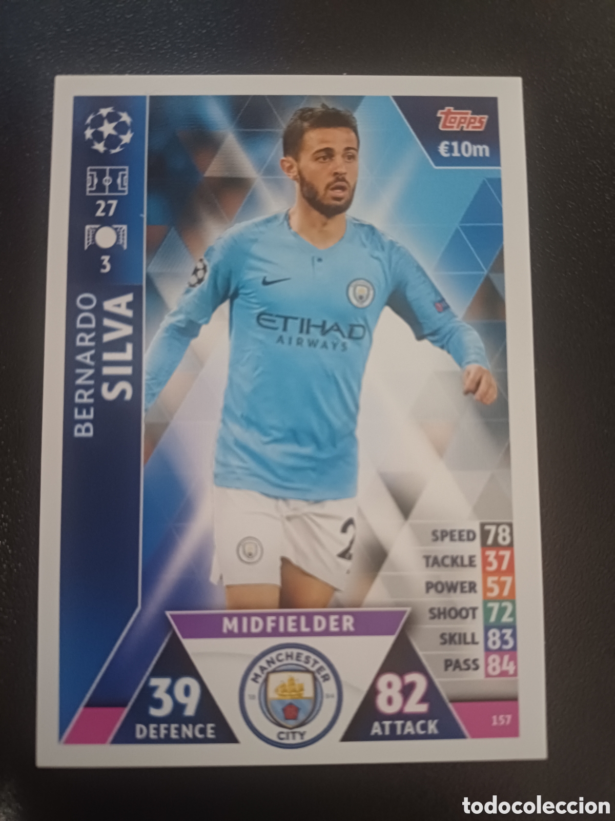 Trading Cards: #157 BERNARDO SILVA MANCHESTER CITY TOPPS MATCH ATTAX 2018/19