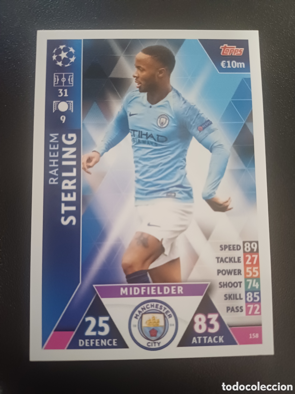 Trading Cards: #158 RAHEEM STERLING MANCHESTER CITY TOPPS MATCH ATTAX 2018/19