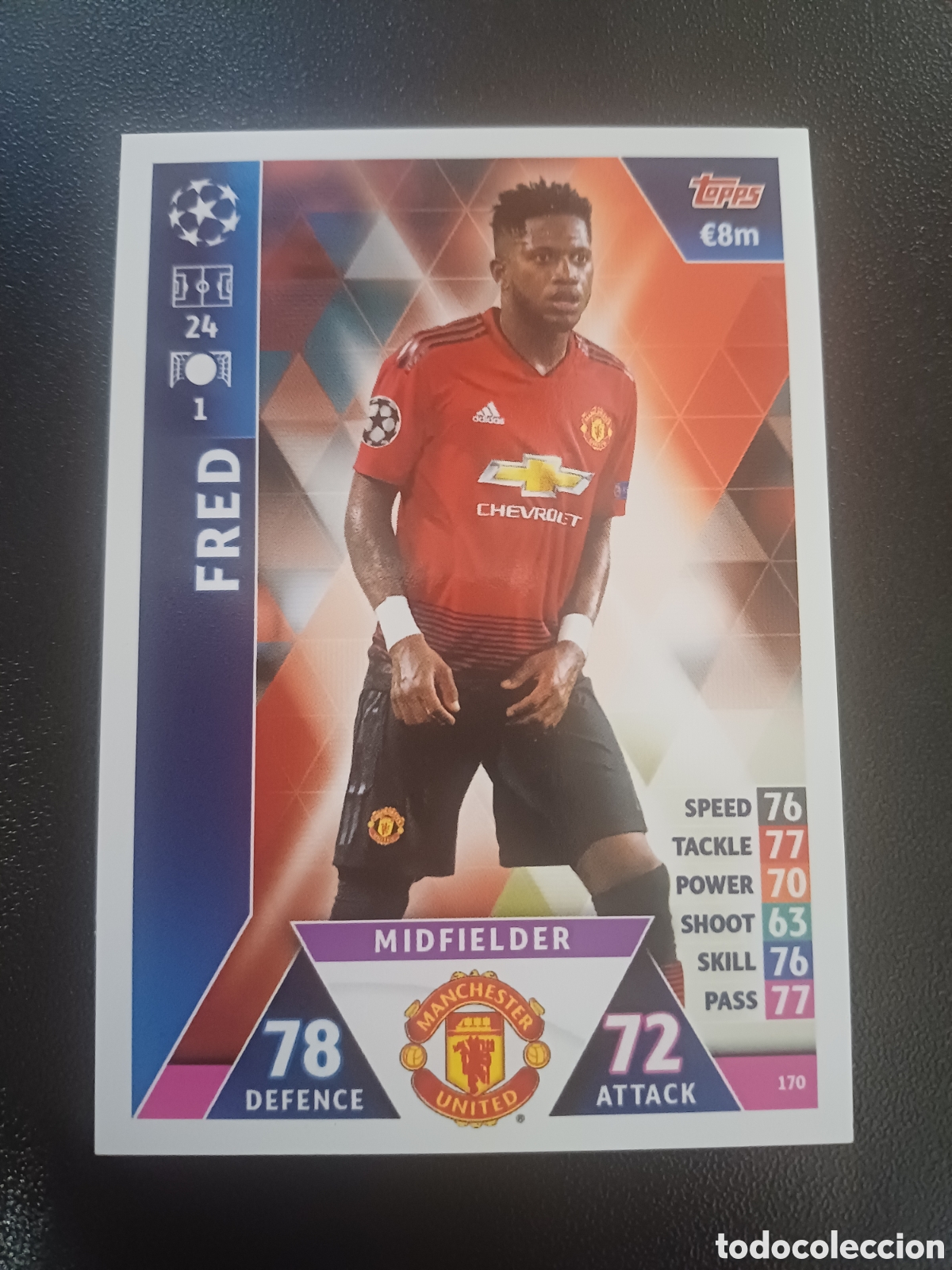 Cartas Colecion&aacute;veis: #170 FRED MANCHESTER UNITED TOPPS MATCH ATTAX 2018/19