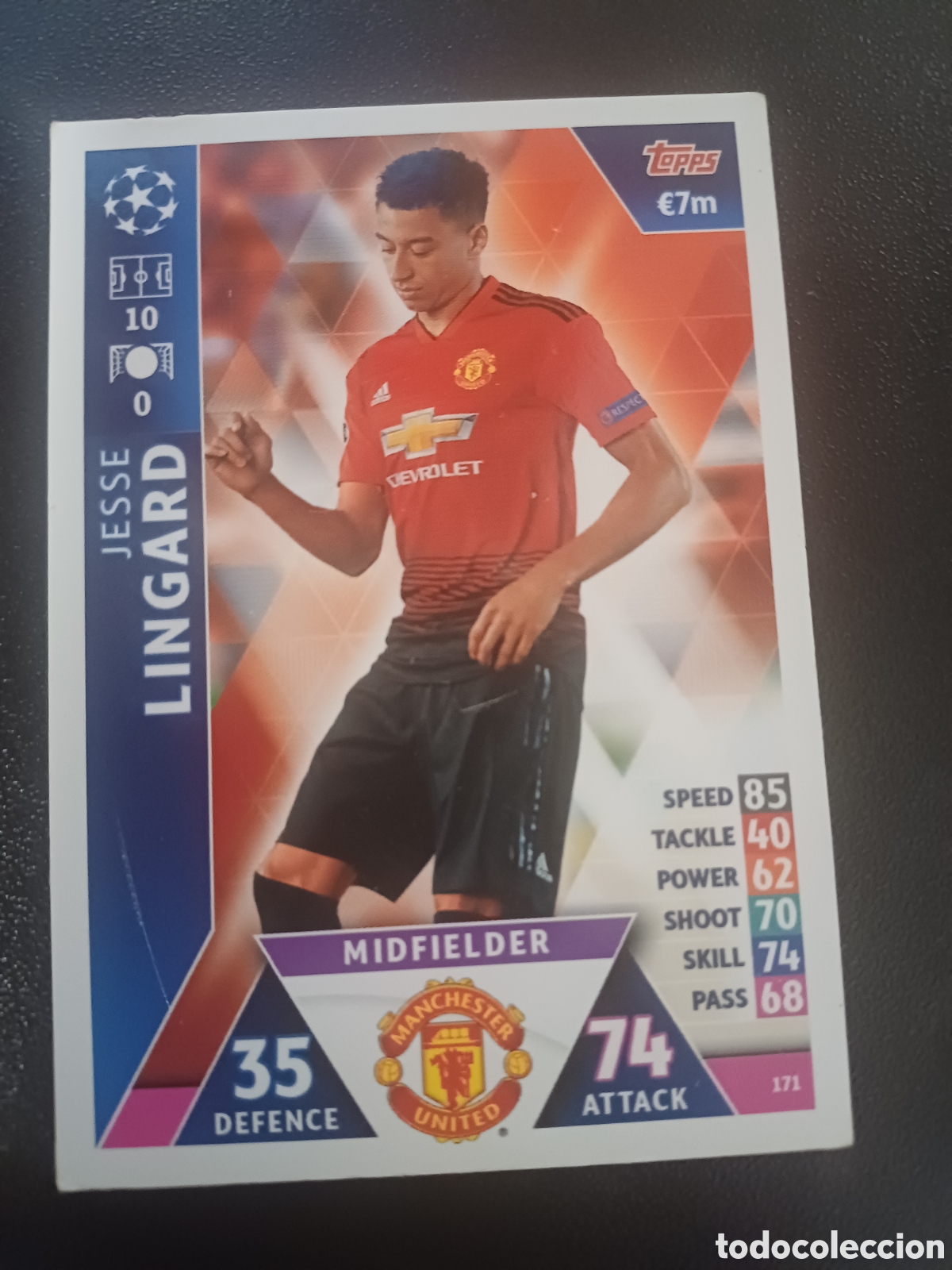Cartas Colecion&aacute;veis: #171 JESSE LINGARD MANCHESTER UNITED TOPPS MATCH ATTAX 2018/19