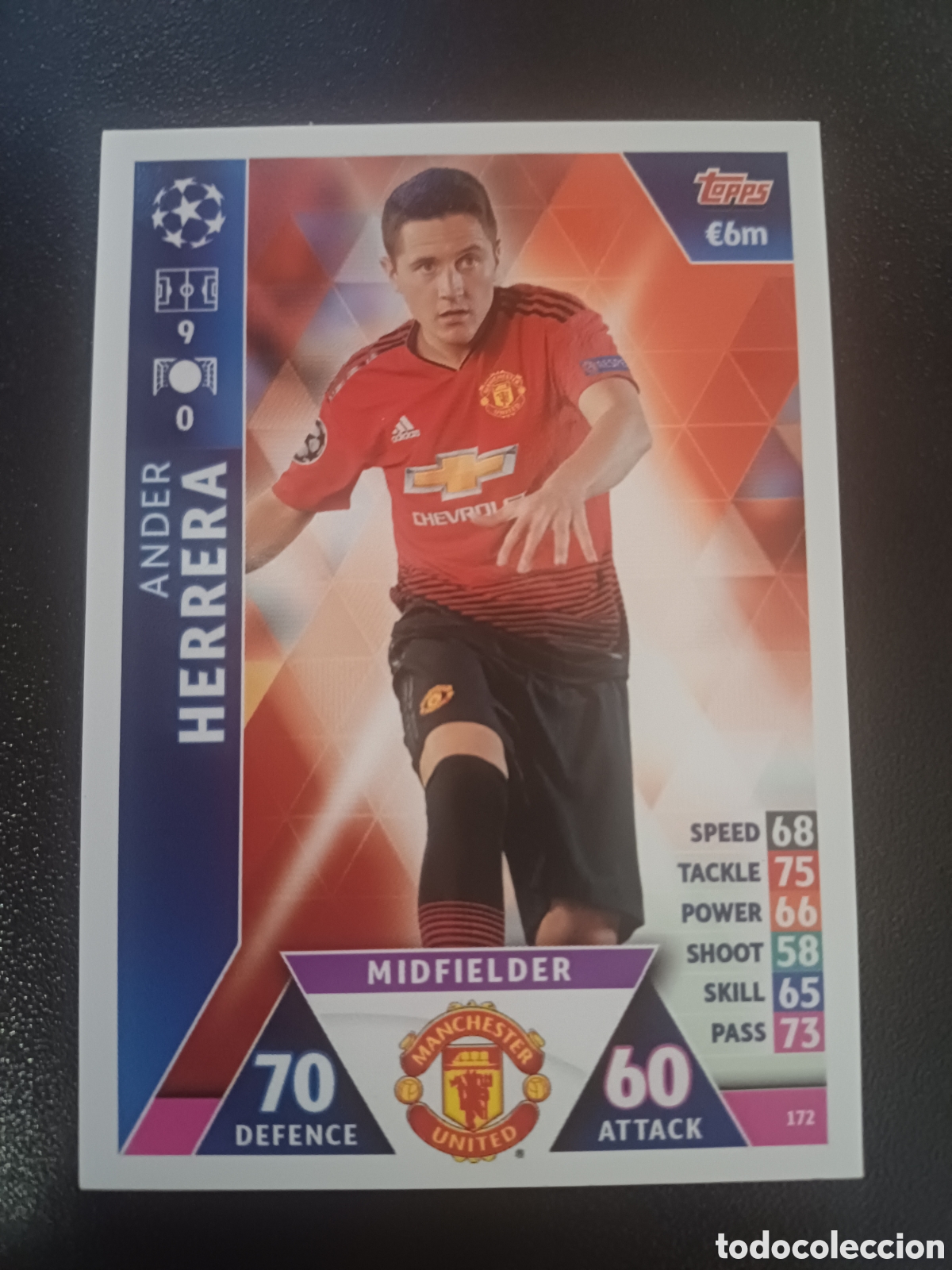 Cartas Colecion&aacute;veis: #172 ANDER HERRERA MANCHESTER UNITED TOPPS MATCH ATTAX 2018/19