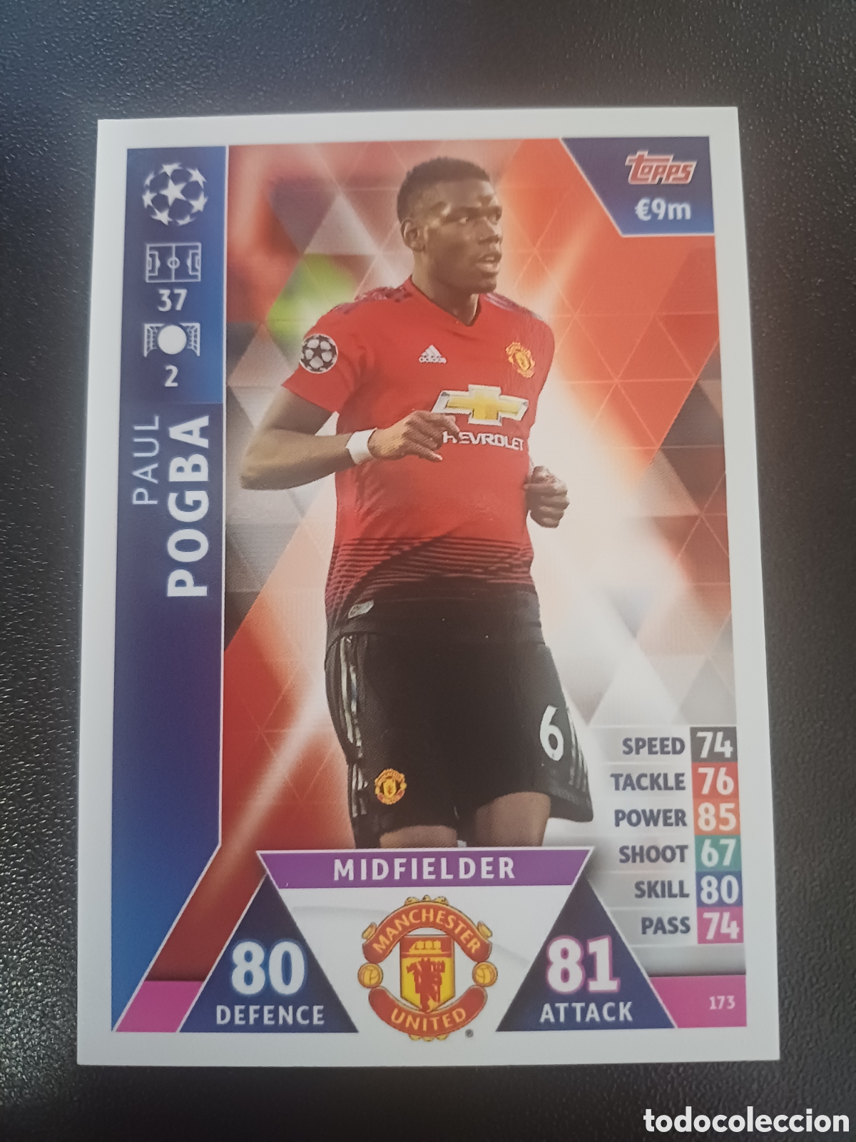 Cartas Colecion&aacute;veis: #175 PAUL POGBA MANCHESTER UNITED TOPPS MATCH ATTAX 2018/19