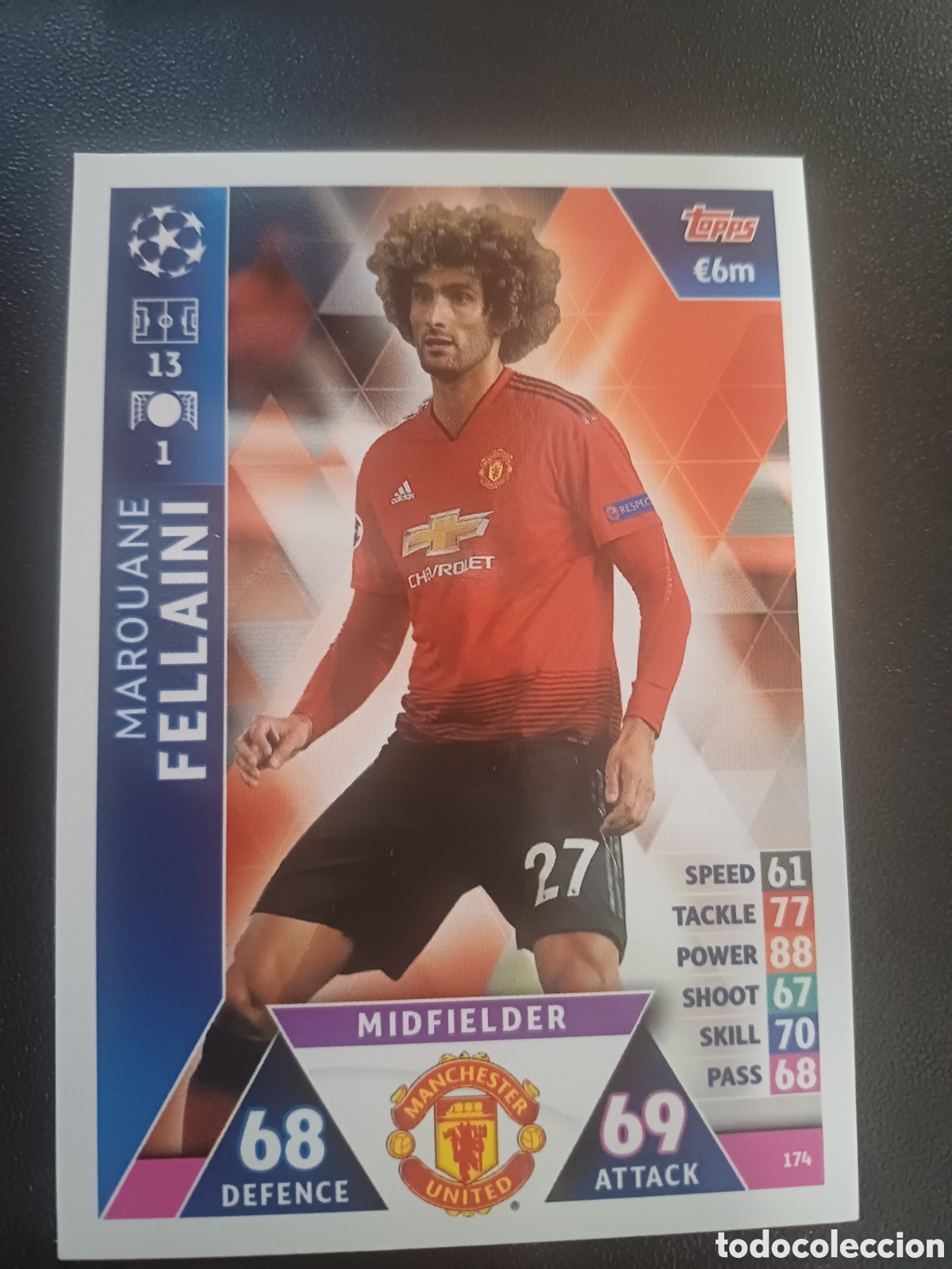 Cartas Colecion&aacute;veis: #174 MAROUANE FELLAINI MANCHESTER UNITED TOPPS MATCH ATTAX 2018/19