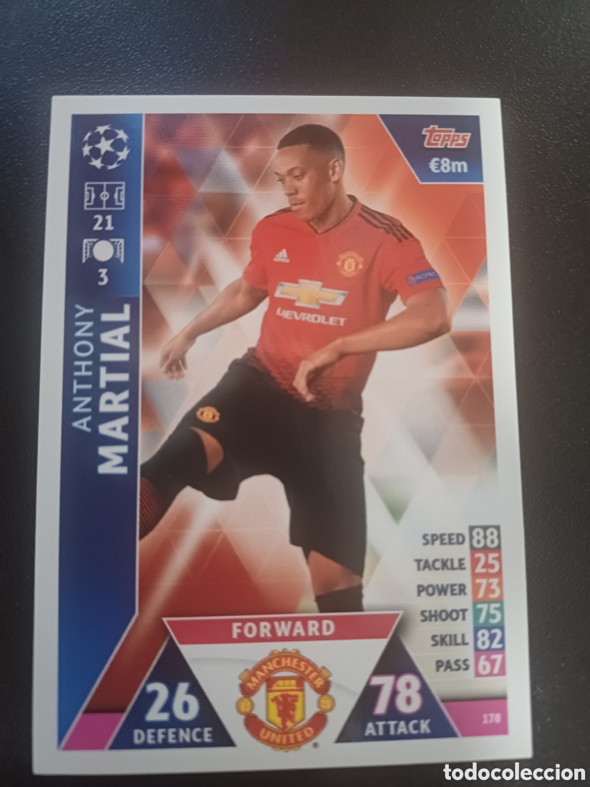 Cartas Colecion&aacute;veis: #178 ANTHONY MARTIAL MANCHESTER UNITED TOPPS MATCH ATTAX 2018/19