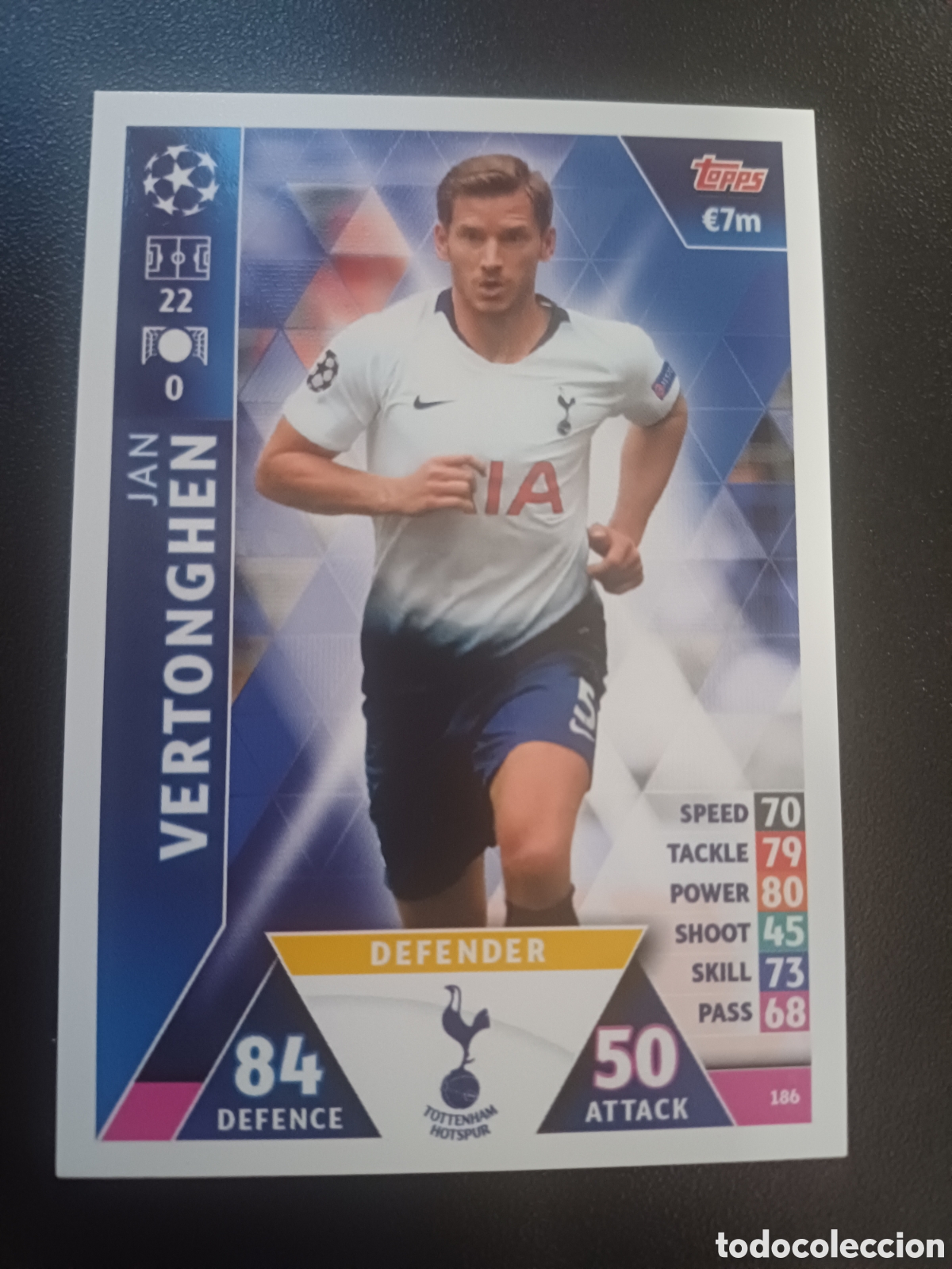 Sammelkarten: #186 JAN VERTONGHEN TOTTENHAM HOTSPUR TOPPS MATCH ATTAX 2018/19