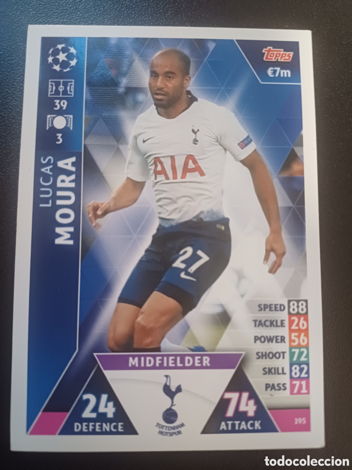 Figurine Collezionabili: #195 LUCAS MOURA TOTTENHAM HOTSPUR TOPPS MATCH ATTAX 2018/19