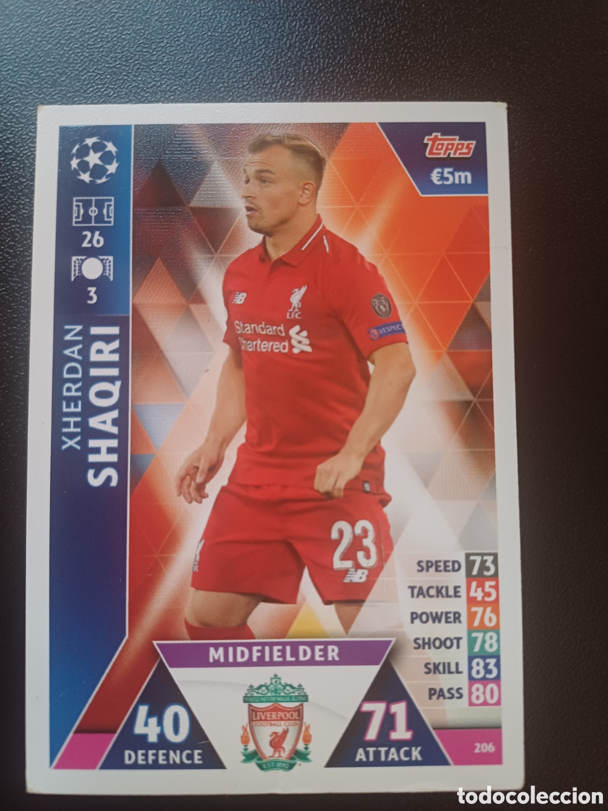 Trading Cards: #206 XHERDAN SHAQIRI LIVERPOOL FC TOPPS MATCH ATTAX 2018/19