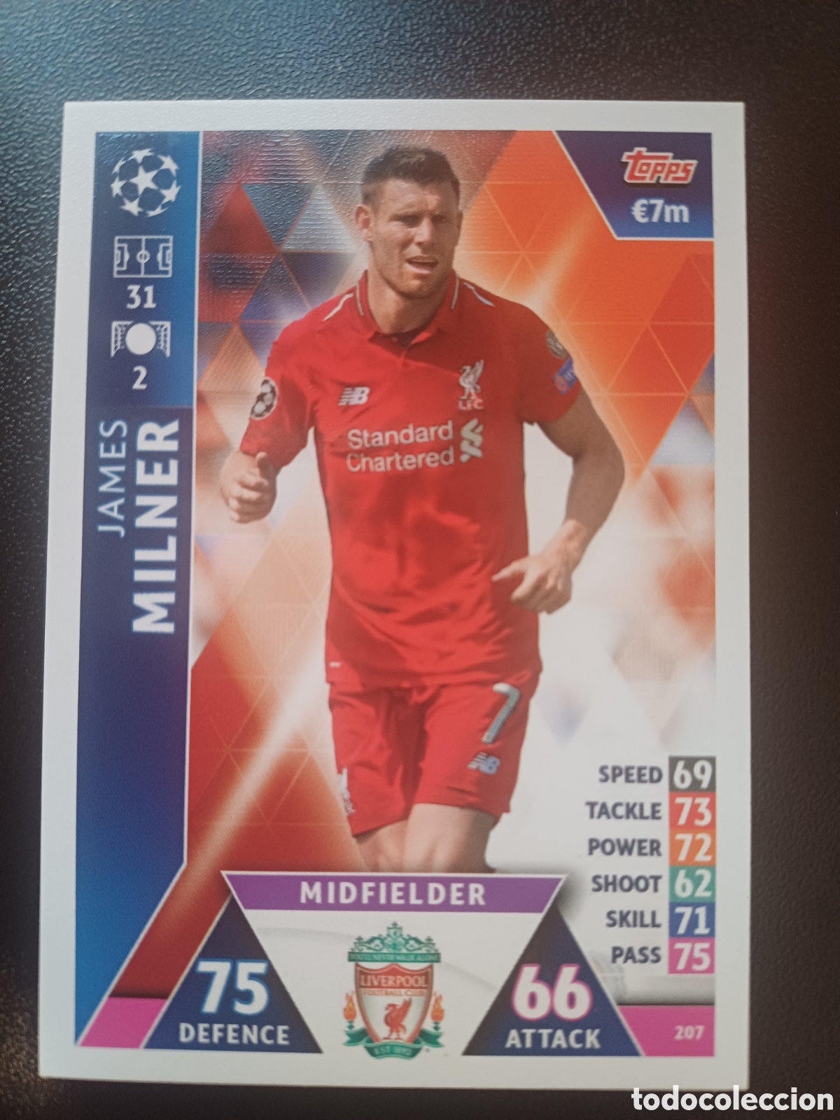 Trading Cards: #207 JAMES MILNER LIVERPOOL FC TOPPS MATCH ATTAX 2018/19