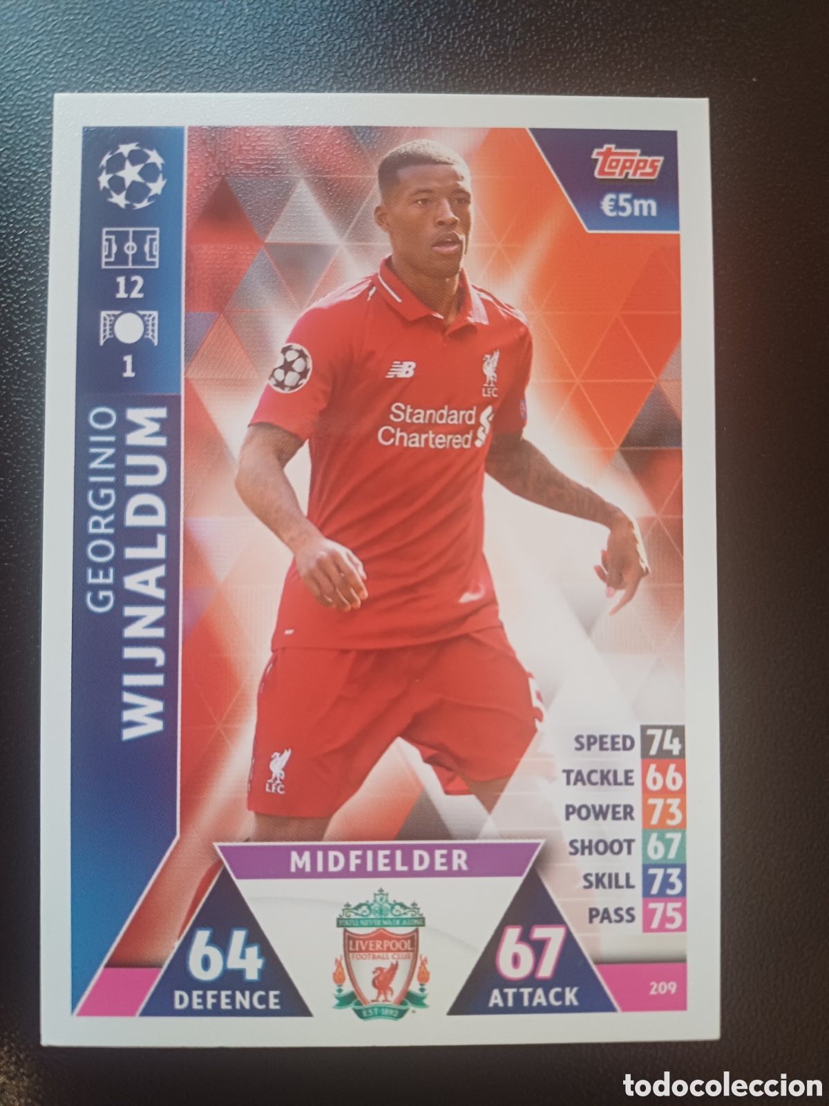 Trading Cards: #209 GEORGINO WIJNALDUM LIVERPOOL FC TOPPS MATCH ATTAX 2018/19
