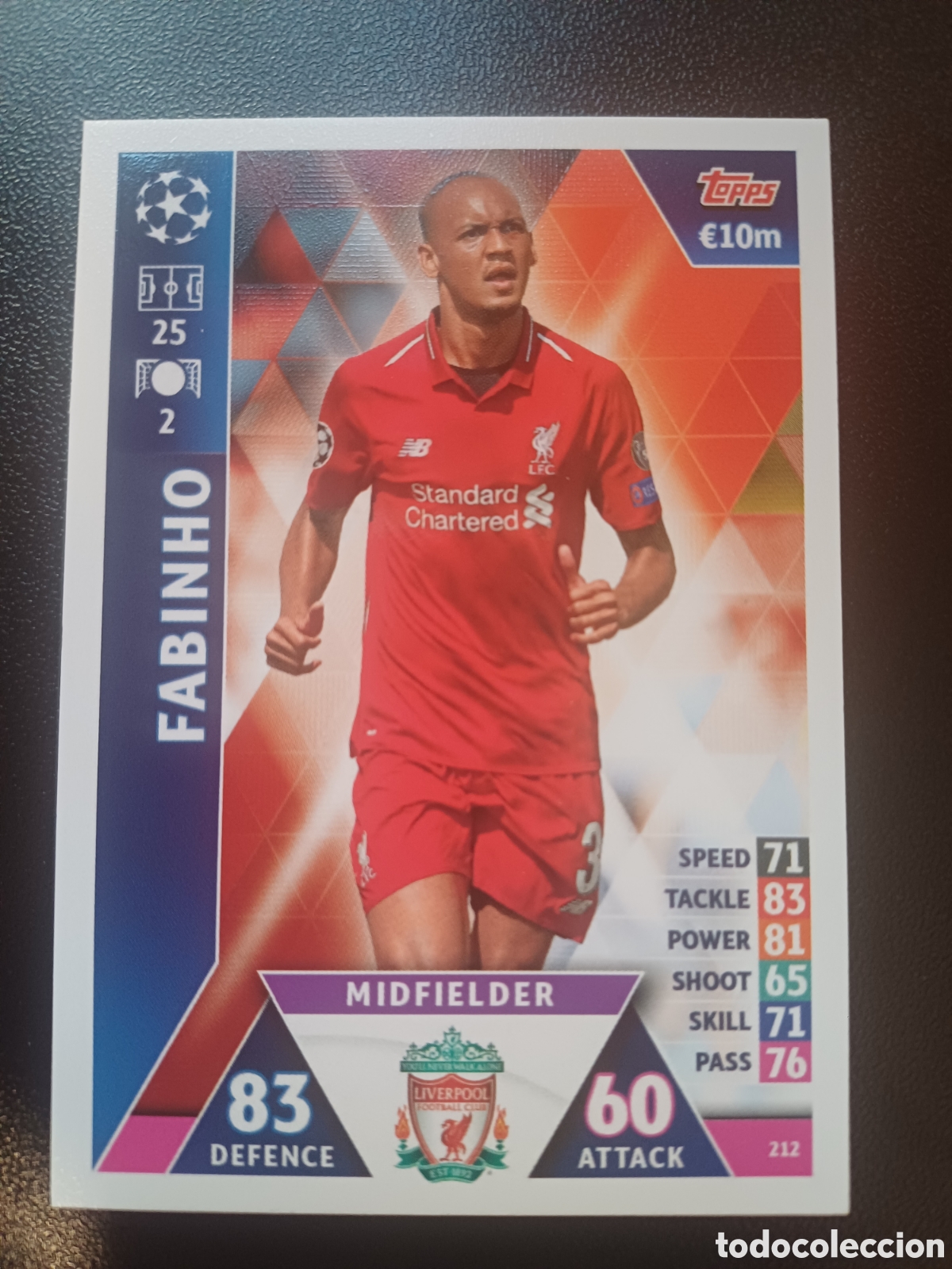 Trading Cards: #212 FABINHO LIVERPOOL FC TOPPS MATCH ATTAX 2018/19