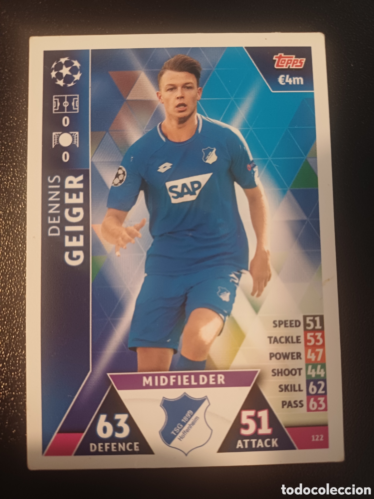 Cartes &agrave; &Eacute;changer: #122 DENNIS GEIGER TSG 1899 HOFFENHEIM TOPPS MATCH ATTAX 2018/19