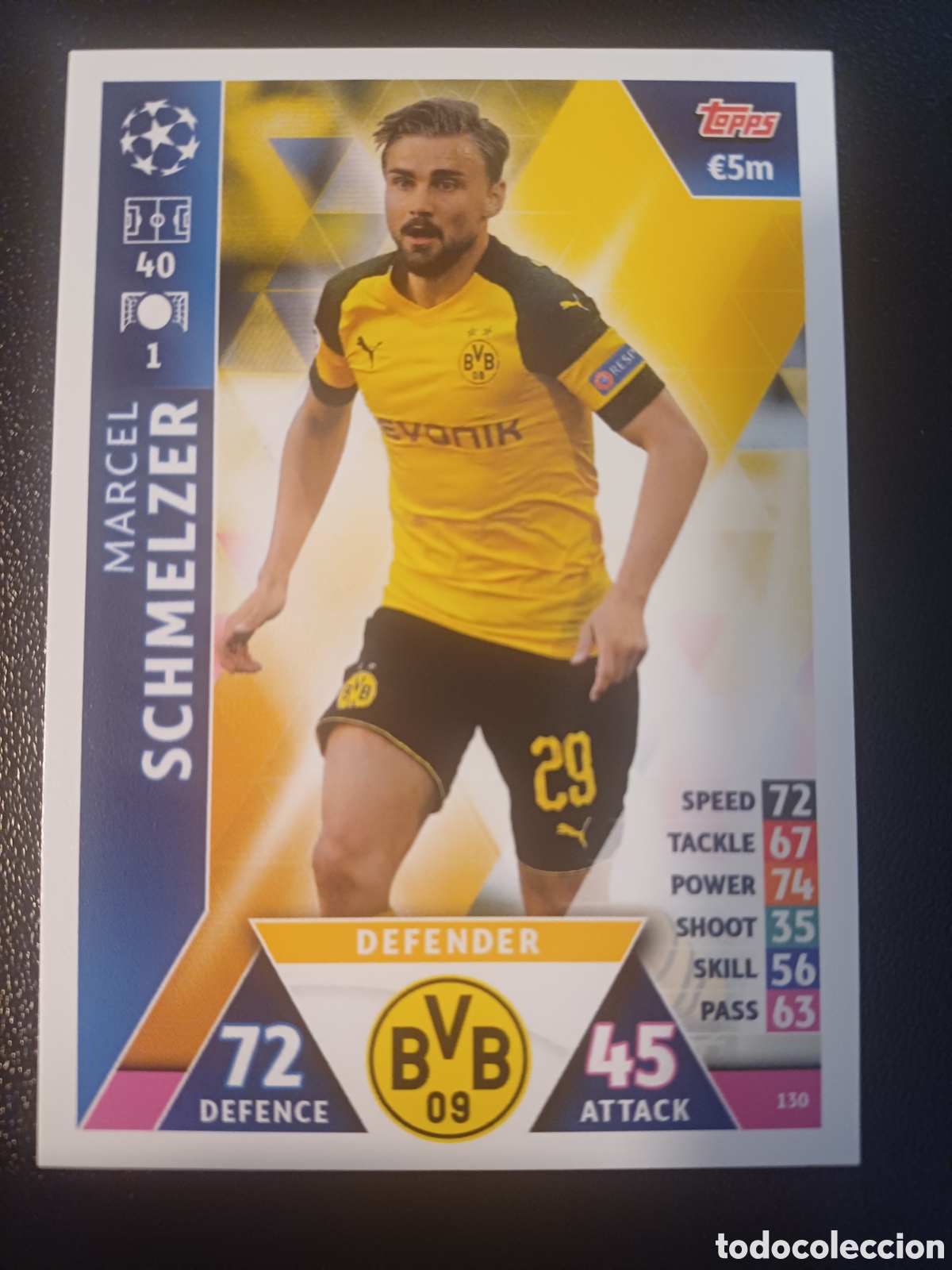 Cartes &agrave; &Eacute;changer: #130 MARCEL SCHMELZER BORUSSIA DORTMUND TOPPS MATCH ATTAX 2018/19