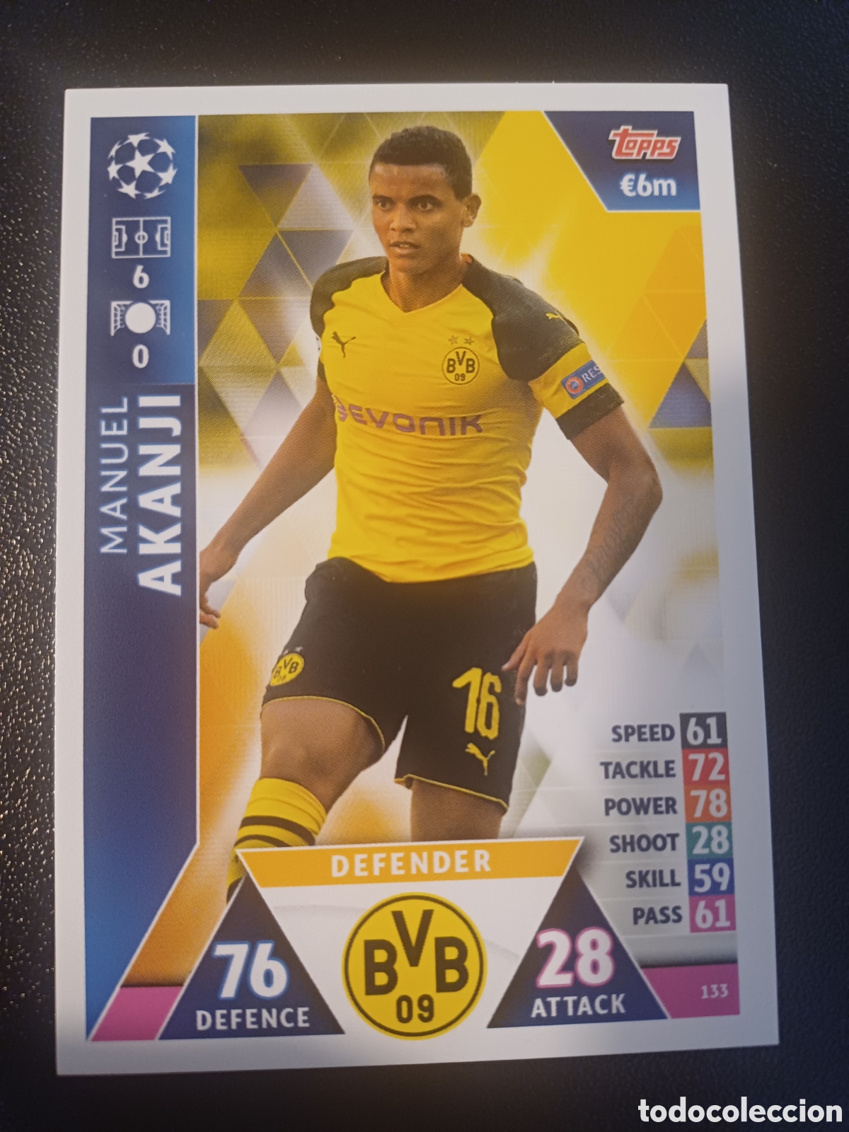 Sammelkarten: #133 MANUEL AKANJI BORUSSIA DORTMUND TOPPS MATCH ATTAX 2018/19