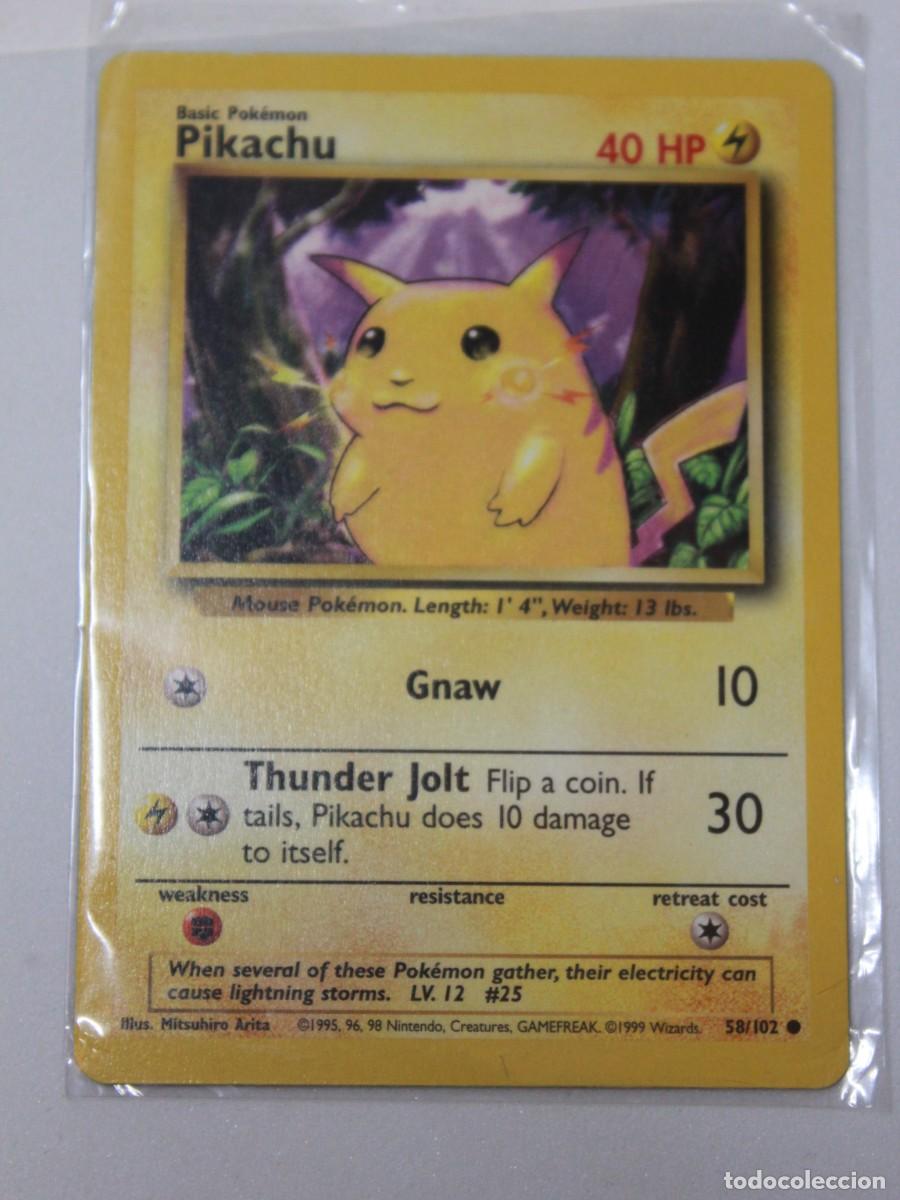 Trading Cards: Carta Pok&eacute;mon Pikachu 58/102 Base Set edici&oacute;n cl&aacute;sica a&ntilde;o