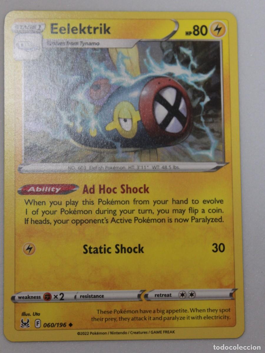 Trading Cards: Carta Pok&eacute;mon Eelektrik 060/196 Lost Origin Reverse Holo a&ntilde;o