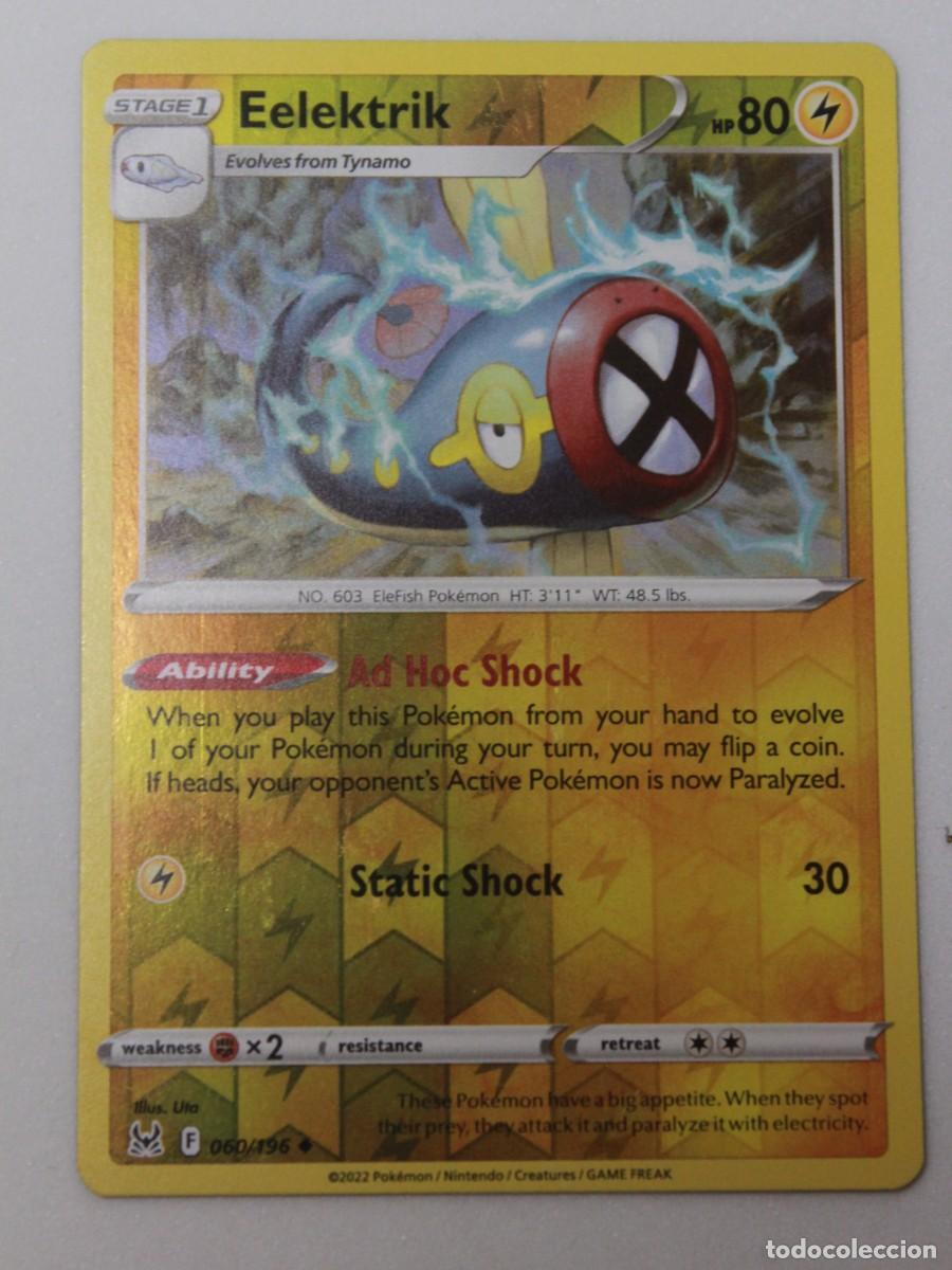 Trading Cards: Carta Pok&eacute;mon Eelektrik Reverse Holo 060/196 Lost Origin a&ntilde;o