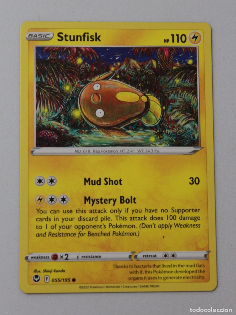 Trading Cards: Carta Pok&eacute;mon Stunfisk 055/195 Silver Tempest a&ntilde;o