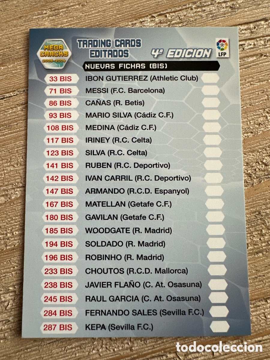 Trading Cards: INDICE 4&ordf; EDICION MEGACRACKS 2005-2006 05-06 PANINI