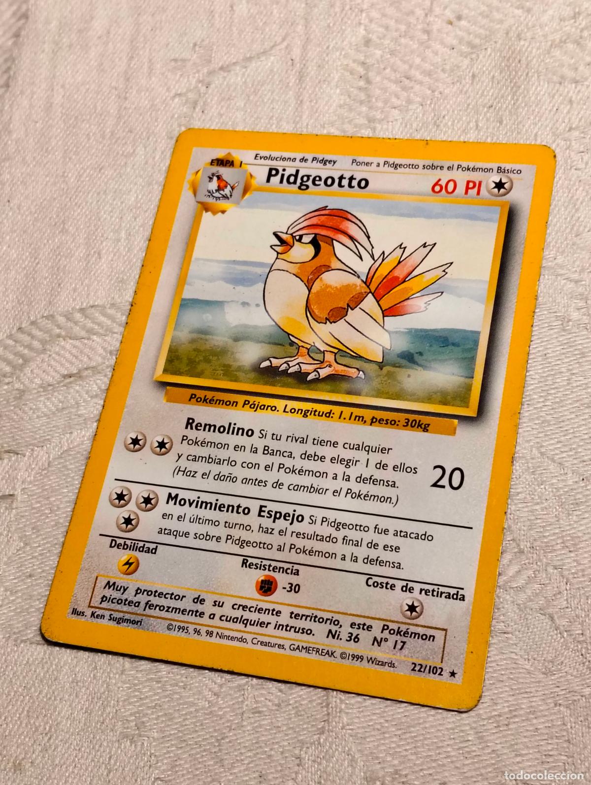 Trading Cards: Pidgeotto 22/102 22 bs 1999 base set carta pokemon espa&ntilde;ol
