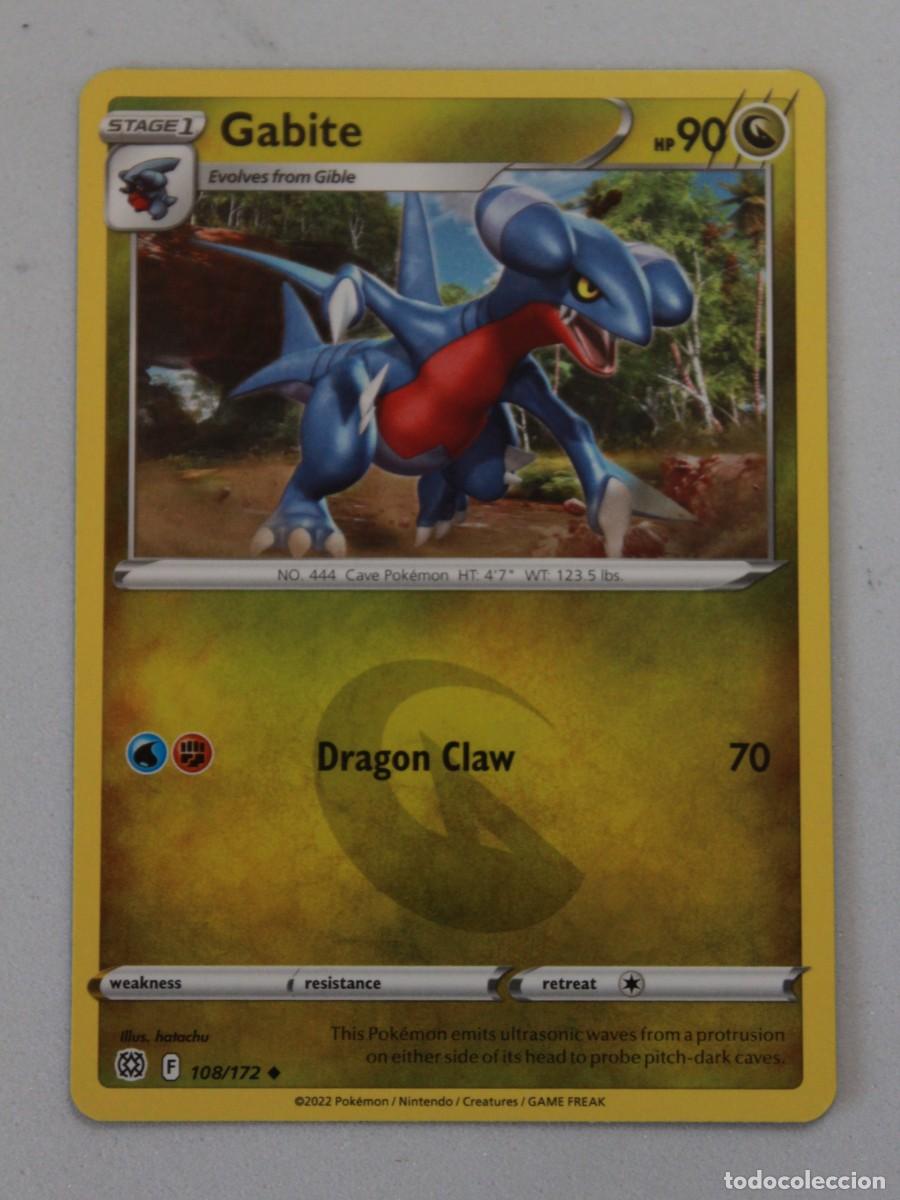 Trading Cards: Carta Pok&eacute;mon Gabite Reverse Holo 108/172 Brilliant Stars a&ntilde;o