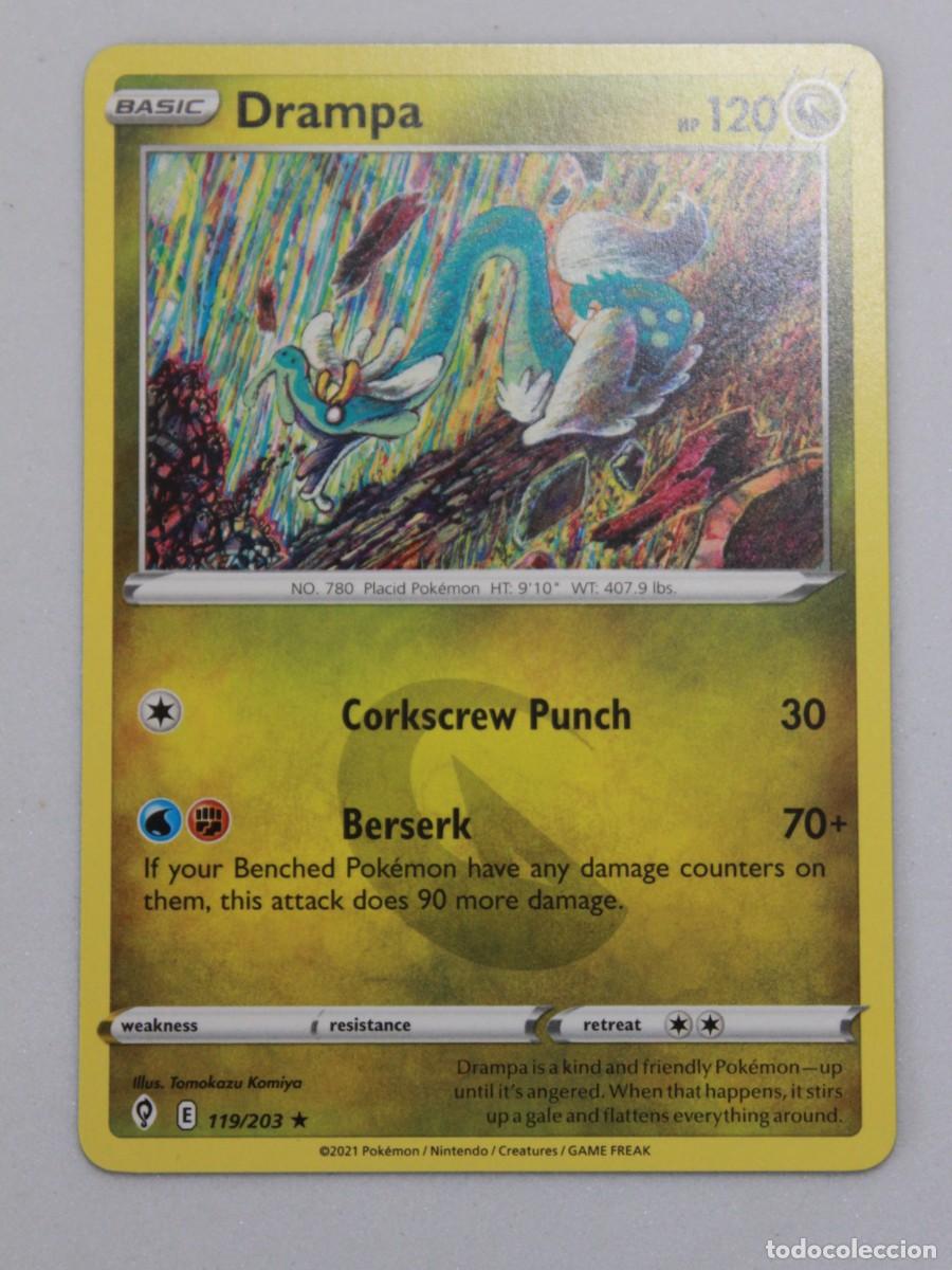 Trading Cards: Carta Pok&eacute;mon Drampa Reverse Holo 119/203 Evolving Skies a&ntilde;o