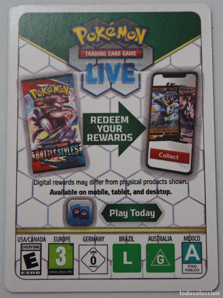 Trading Cards: Carta c&oacute;digo Pok&eacute;mon TCG Live Battle Styles online a&ntilde;o