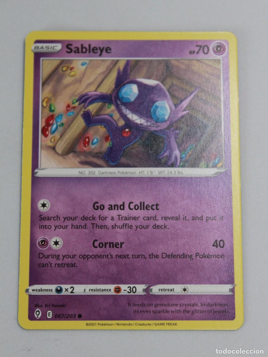 Trading Cards: Carta Pok&eacute;mon Sableye 067/203 Fusion Strike Reverse Holo a&ntilde;o