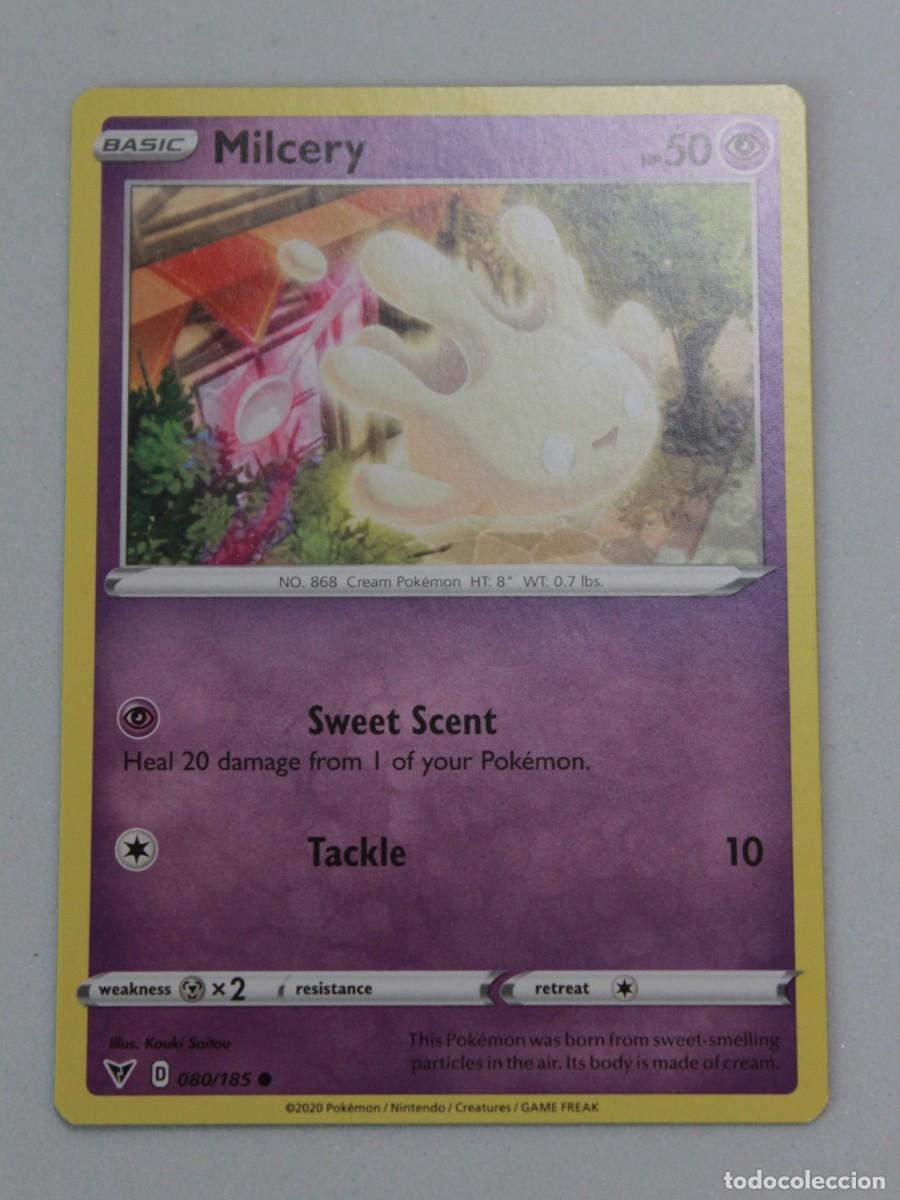 Trading Cards: Carta Pok&eacute;mon Milcery 080/185 Vivid Voltage Reverse Holo a&ntilde;o