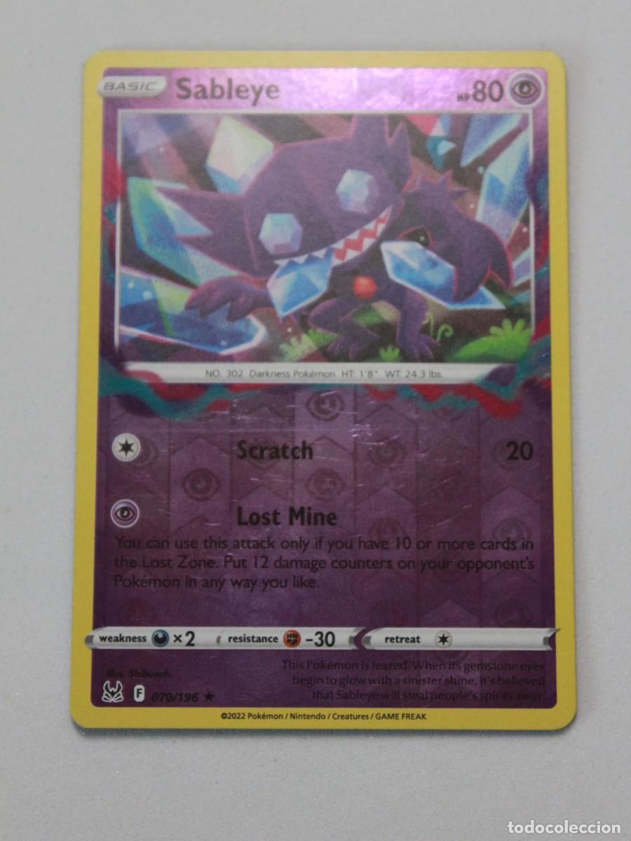 Trading Cards: Carta Pok&eacute;mon Sableye 070/196 Lost Origin Reverse Holo a&ntilde;o