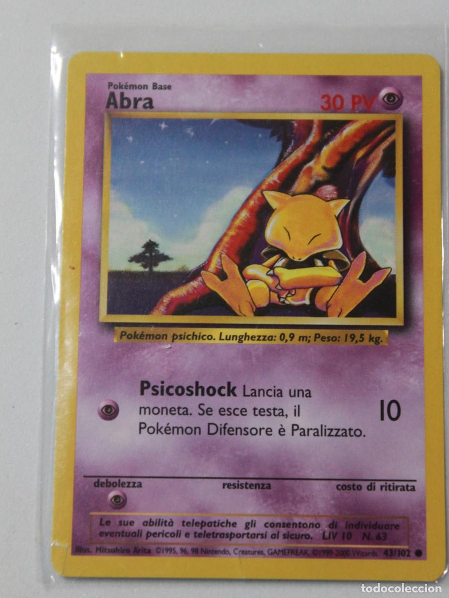 Trading Cards: Carta Pok&eacute;mon Abra 43/102 Base Set italiano a&ntilde;o