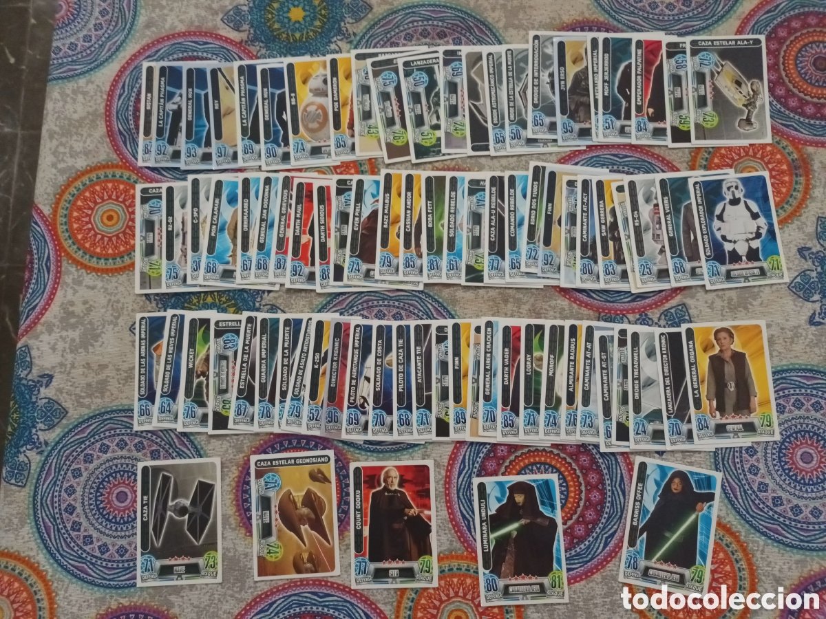 Trading Cards: 82 trading cards de Star Wars the Force Attax (Topps). Todos distintos.