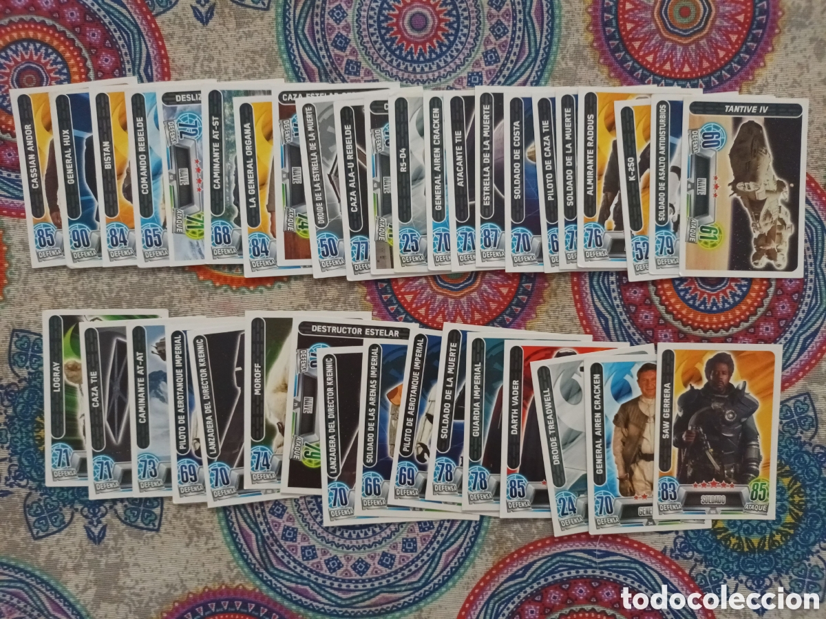 Trading Cards: 38 trading cards de Star Wars the Force Attax (Topps). Todos distintos.